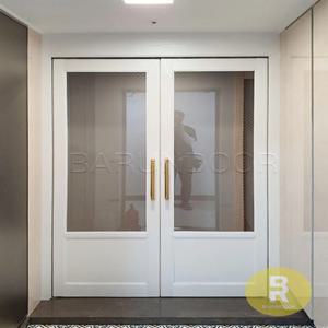 정대칭양개스윙 고시형 펄화이트 투명망입(부식)강화유리