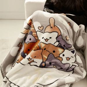 100x130 동물캐릭터 양면 극세사 무릎담요 겨울 캠핑 소파 어린이집 낮잠이불 6컬러