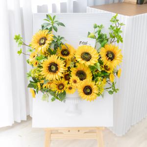 해바라기 조화 액자 대박나세요+이젤 set 50x70cm 인테리어 꽃 장식