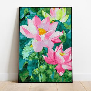 명화그리기 활짝 핀 연꽃 캔버스페인팅 DIY 유화그림