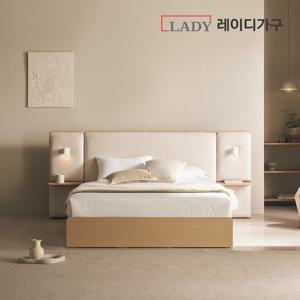 스테이블 E0 국내생산 호텔식 LED 협탁 신혼 빅수납 패브릭 침대 SS/Q (매트선택)