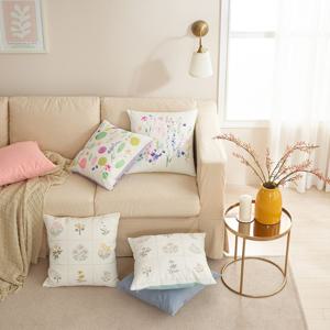 플라워 프린트 자수 쿠션(솜포함)