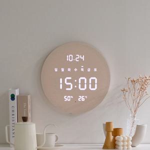 플라이토 무선 루나 데이 온습도 LED 벽시계 29cm