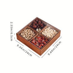 TEMU 뚜껑이 달린 1pc 나무 사탕 접시, 분할 그리드 스낵 접시, 거실 주방 너트 말린 과일 사탕 보관 상자, 홈 룸 주방 보관 용품