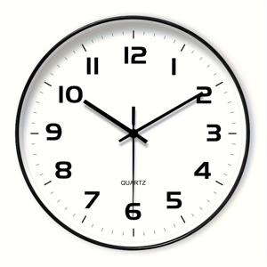 TEMU 1개 현대적이고 심플한 라운드 벽시계, 무소음 시계, 배터리 작동, 거실/침실/주방/사무실 장식용, 휴일 및 생일 선물용 플라스틱 벽시계(10-16인치), 배터리 미포함