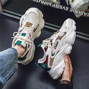 TEMU 남성 패션 chunky 스니커즈 - 스포티 캐주얼 레이스업 덕슈즈, 모든 계절에 맞는 EVA 인솔과 PVC 밑창이 있는 로우 탑 메쉬 어퍼, 다재다능한 아일랜드 패턴 스트리트웨어