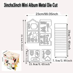 TEMU 2pcs/set 3inX3in 미니 앨범 다이 컷 금속 커팅 다이지 페이퍼 크래프트 금속 다이 컷 수제 앨범 DIY 플래너 스크랩북 DIY 카드 금속 펀치 템플릿