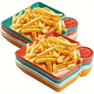 TEMU 8pcs 담뱃지 접시 소스 공간 제공 접시 플라스틱 제공 접시 세트 칩 및 제공 접시 일본 접시 작은 딥 트레이 스시 타코 소시지 스낵 음식