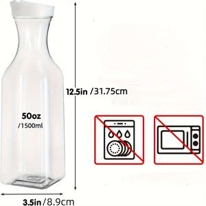 TEMU 미모사 바용 2/4/6개 세트 5온스/1500ml 플라스틱 물병, 뚜껑이 있는 피처/카라페 물병, 아침 식사 및 파티 연회용 아이스티, 분말 주스, 콜드 브루, 호텔 파티와 레스토랑을 위한 아이스티 물병