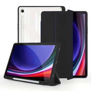 TEMU 삼성 갤럭시 탭 S9 11인치 2023용 케이스 (SM-X710 SM-X716) S 펜 홀더 포함, 삼성 갤럭시 탭 S9 FE 10.9인치 2023용 (SM-X510 SM-X516) 투명 PC 백, 충격 방지 삼단 스탠드 태블릿 커버, 자동 깨우기/잠자기 기능