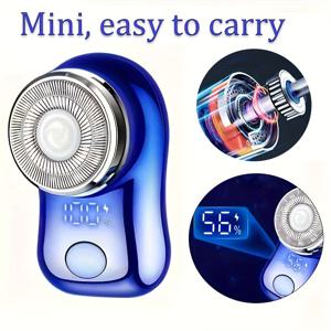 TEMU 휴대용 남성용 전기 면도기 - USB 충전식, 무선 로터리 면도기와 정밀 트리머 & 교체 가능한 블레이드 헤드