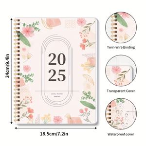 TEMU 1pc TREES 2025-2026 월간 플래너 노트북, 56매, 7.28x9.45인치, 영어, 성인 업무 및 목표 관리자, 생산성 향상 캘린더|캘린더