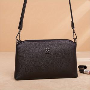 TEMU ファッショナブルな女性のレザー製クロスボディバッグ、開閉、調節可能なストラップ付き|크로스백|가죽가방