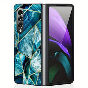 TEMU 삼성 갤럭시 Z 폴드 3 4 5 5G 하드 PC 폰 커버를 위한 대리석 아트 케이스의 기하학적 패턴, 폴드3 폴드4 폴드5 5G 모바일 백 셸 패턴 프린팅 백
