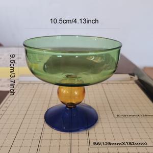 TEMU 기하학적 붕규산 유리 디저트 볼 - 1개 수제 샐러드 과일 볼, 7oz 참신한 유리 컵 , 주스, 푸딩, 쉐이크 스탠드, 전자 레인지 안전한 타원형 볼 브러시드 금속 마감 및 상자 액세서리