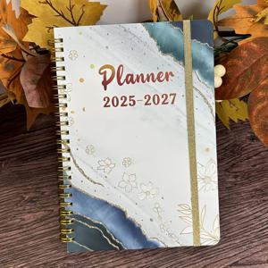 TEMU 3년 2025-2027 월별 플래너, 12개월 달력, 소프트바운드, 피트니스 트레이닝 스케줄, 성인, , 라이트 블루, 핑크, 종이 재질, 1개
