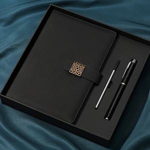 TEMU 비즈니스 선물 상자 세트 레트로 A5 인조 가죽 노트북, 창문 버클, 커버 선물 상자, 200페이지의 종이, 금속 펜 및 리필 포함, 회사 비즈니스 사무실 작업 회의 기록 및 일상 생활 사용에 적합