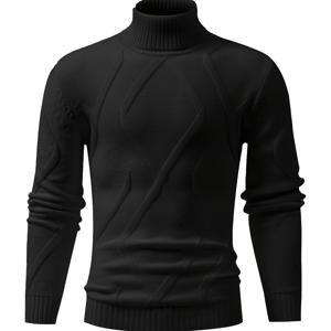 TEMU 티무젠 OBM 남성용 연한 파란색 하이넥 리브 니트 스웨터 - 스트레치 편안함 긴팔 풀오버, 단색 디자인, 가을/겨울 레귤러 핏 캐주얼 & 경비즈니스 웨어, 겨울 의류, 현대적인 남성복, 품질 공예