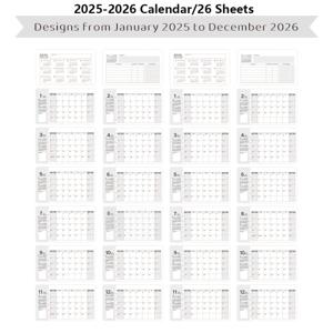 TEMU 2년 월간 데스크 달력 2025-2026, 26매, 방수 PVC 커버, 할 일 목록 메모장, 개인 주최자, 아크릴 코일, 내구성 메모 플래너, 가정, 학교, 사무용품