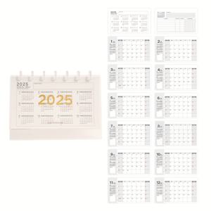 TEMU 1pc 데스크 플립 캘린더 2025-2026, 추가 교체 용지 포함, 월별 플래너, 주간-월간 보기, 종이 재질, 영어, 단색, 투명 스탠드, 사무실, 학교, 가정용 - 새해 선물, 할 일 목록 및 메모에 이상적|캘린더
