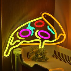 TEMU 1pc TONGER 피자 조각 LED 네온 사인, 12.13''*7.05'' 플라스틱 벽걸이 조명 스위치 제어, USB 전원 다목적 장식 피자 가게, 레스토랑, 방, 주방