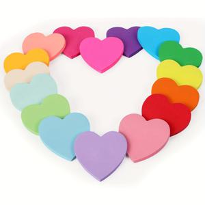 TEMU 16개 하트 모양 스티키 노트, 16가지 생생한 색상, 팩당 25장/팩, 총 400장, 고품질 종이, 학생용, 사무실, 졸업 및 일일 정리에 완벽함, 졸업 액세서리 | 생생한 스티키 노트 | 배열 디자인