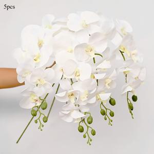 TEMU 실제적인 Phalaenopsis 줄을 특징으로 하는 5개의 인공 오르키드 세트, 홈 데코 및 데이, 어머니의 날, 아버지의 날, 크리스마스, 새해 등 다양한 기회에 적합합니다.