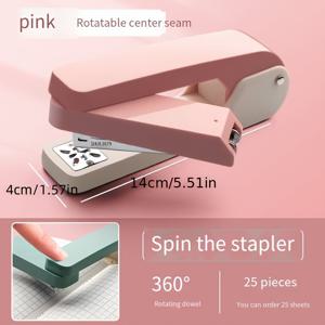 TEMU 인체공학적 360° 회전 데스크탑 스테이플러 - 튼튼한 ABS 플라스틱, 접이식 디자인, 슬림한 화이트 색상, 금속 스테이플 및 못 용량, 사무실 및 가정용으로 이상적