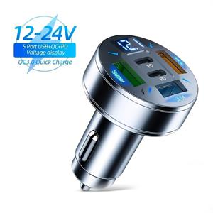 TEMU 전화 충전을 위한 250W 5개 포트 자동차 충전기, PD QC3.0 USB C 어댑터로 다양한 전압에 호환되며 배터리가 없습니다.