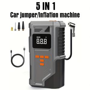 TEMU 휴대용 USB 자동차 점프 스타터, 다기능 비상 부스터, 150PSI 타이어 공기 주입기, 8.0 가솔린/7.0 디젤 엔진용 14.8V 점프 박스 배터리 부스터, 스마트 클램프 빠른 시작, 고효율 비상 충전기, 3가지 비상 조명, 디지털 디스플레이 - USB 타입-C 연결, JKUOO 차량 비상 에어 펌프