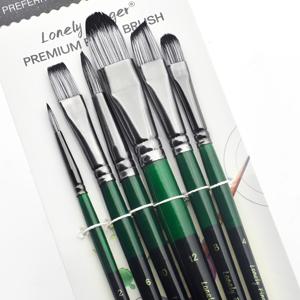 TEMU 6pcs 페인트 브러시 세트 - 라운드, 필버트, 플랫, 앵글, 다크 그린 우드 핸들 및 나일론 브리스틀, 아크릴, 오일, 워터 컬러 페인팅용 - 및 초보자 학교 용품 크래프트에 완벽합니다.