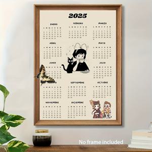 TEMU 2025 벽 달력 - 12..7인치, 액자 없는 카툰 일러스트레이션 캔버스 아트, 월간 및 주간 보기, 거실, 침실, 사무실 또는 카페 장식에 완벽, 대형 캔버스 벽 예술