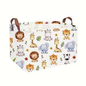 TEMU 1pc 동물 주제 폴리에스터 보관 바구니, 책, 선물 바구니, 안장 없음, 다양한 방 유형에 적합, 바구니 보관, 세탁 바구니, 세탁 바구니|빨래바구니