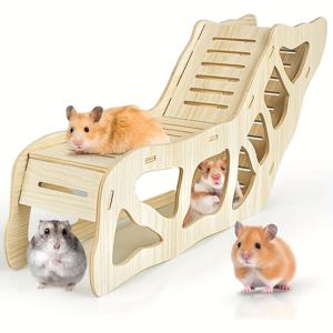 TEMU 1pc 목재 햄스터 플레이하우스, 비밀 은신처, 모험 터널 및 편안한 은신처 - 햄스터용 내구성 있는 소형 애완 동물 서식지 액세서리 - 재미있는 동물 집