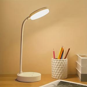 TEMU 모던한 조명 조절 가능한 USB 데스크 램프 – 세련된 화이트 디자인, 기숙사·침실·거실용 – 발렌타인데이 또는 크리스마스 선물로 완벽