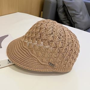 TEMU 스타일리시한 크로셰 레이스 베레트 - 복잡한 패턴, 가벼우며 통기성이 좋음, 네 가지 색상으로 제공, 해변, 야외 스포츠, 캐주얼 웨어에 적합, 여성용 야구 모자.
