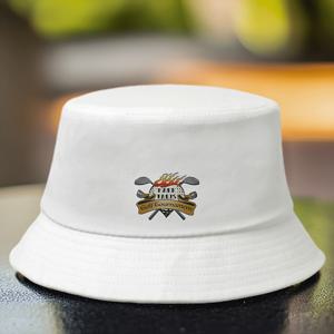 TEMU MARK PARIS 골프 토너먼트 로고 버킷햇 - 세련된 블랙 폴리에스테르, 자외선 차단, 골프, 해변 산책, 캐주얼 외출에 적합, 일상적인 머리장식 | 골프 주제 헤드웨어 | 내구성 있는 헤드기어, 골프 액세서리