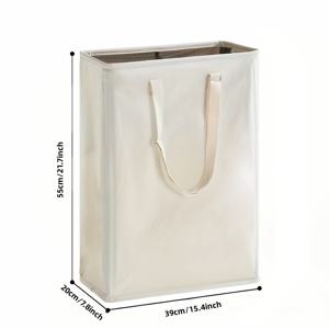 TEMU 1pc 튼튼한 옥스포드 직물 세탁함, 조절 가능한 긴 손잡이, 45 L, 메쉬 탑, 좁은 더러운 옷 바구니, 침실, 옷장 및 욕실용 - 베이지, 옷장 보관|클래식 스타일| 튼튼한 직물, 세탁함