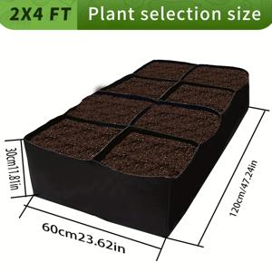 TEMU 1팩 128갤런 상승식 정원 침대 - 채소, 허브, 꽃 및 감자를 위한 8셀 통기성 패브릭 화분 상자, 가벼우면서 내구성이 뛰어난 실내외 직사각형 성장 침대, 현대적인 디자인, 지상 정원 침대
