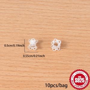 TEMU 10개/봉지 S925 순은 중공 트럼펫 꽃 펜던트, 꽃 조각 스트링, 패턴 수제 팔찌, DIY 은색 주얼리 재료 팩