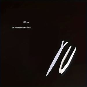 TEMU 100개 이중 눈썹 클립 Y자형 포크 50개씩, 초보용 미용 보조 도구 tweezers, 다기능 미용 도구, 눈 마스크, 마스크, 이중 눈썹 스티커, 장난감 클리퍼, 눈썹 애플리케이션 클립 포크