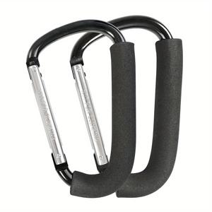 TEMU 16cm/6.3inch 검은 색 유모차 걸이 용 가방 엄마 유모차 클립 및 유모차 액세서리 주최자 후크 Carabiner 클립 가방 홀더 (1/2 팩)