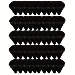 TEMU 50개 부드러운 벨벳 메이크업 퍼프와 컨테이너 - 루스 & 바디 파우더용 삼각 스펀지, 무향 비주얼 도구, 검정색, 밀도 높고 푹신한 균일한 도포용