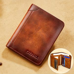 TEMU 빈티지 Trifold RFID 가죽 지갑, 짧은 다기능 ID 신용 카드 소지자, 비즈니스 캐주얼 머니 백 동전 지갑 아버지의 날 선물|가방|카드지갑|지갑