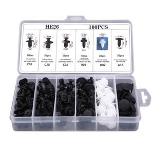 TEMU 100pc + 상자 6 크기 자동차 부품 세트, 자동 패스너 클립 혼합 자동차 바디 푸시 리테이너 핀 리벳, 범퍼 도어 트림 패널 리테이너 패스너 키트