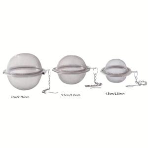 TEMU 3pcs 스테인레스 스틸 차 인퓨저 세트 - 풀리 잎, 향신료 및 스프 스파이스용 둥근 메쉬 볼 - 쉬운 증류 및 침전을 위한 체인 및 후크가 있는 필수 주방 도구