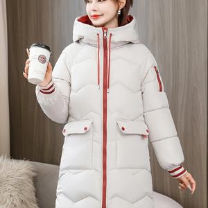 TEMU 여성용 두꺼운 겨울 파카 코트 - 긴 소매, 후드, 폴리에스터, 캐주얼 스타일, 포켓 포함, 단색, 추운 날씨에 완벽, 겨울 옷