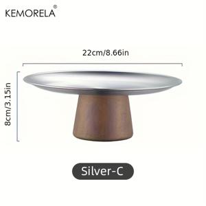 TEMU KEMORELA 1개 스테인리스 스틸 타워형 3단 과일 및 디저트 선반 목재 베이스 포함 - 홈 주방, 레스토랑, 파티, 결혼식용 우아한 케이크 트레이 - 내구성 있는 식품 안전 디스플레이 케이크, 과일, 페이스트리, 현대적인 주방 용품 | 광택 마감