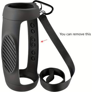 TEMU JBL Charge 5 휴대용 스피커용 실리콘 케이스 - 부드러운 피부, 여행에 적합한 보호 젤 포켓, 조절 가능한 어깨 스트랩 및 키체인 부착, 블랙
