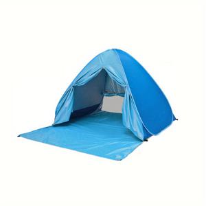 TEMU UPF 50+ 자외선 차단 기능이 있는 가벼운 휴대용 팝업 비치 텐트 - 파란색 폴리에스테르, 가족 해변 여행에 완벽, 벌레 방지